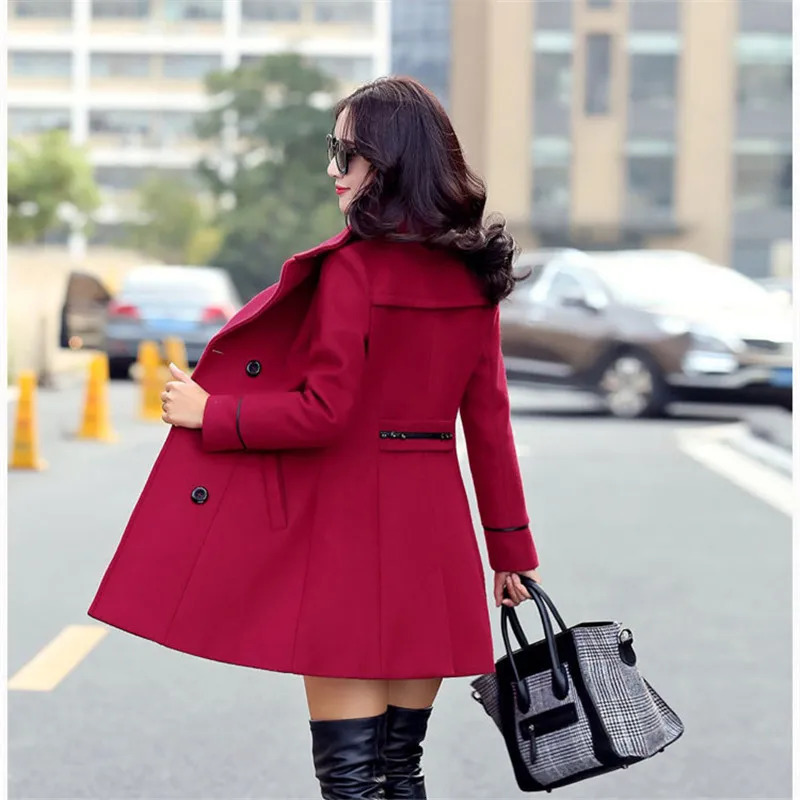 2025 Autumn Winter C Woolen Coat Women Korean MidLength DoubleBreasted Wool Jacket Female Slim Outerwear Overcoat 3XL B788 251112