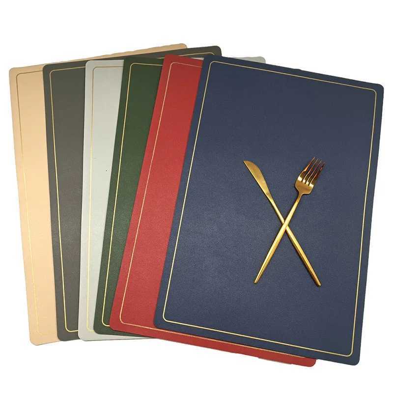 Nordic Light Luxury Style Leather Gold Edge Dining Table Mat Non-slip Placemat Set In Kitchen Accessories Cup Coaster Wine Pad C251122
