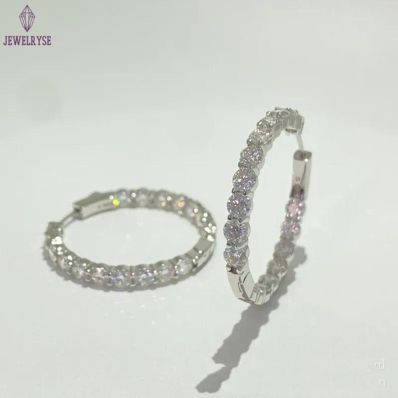 25mm-55mm Diameter Allergic Free 925 Sterling Silver Bling Moissanite Hoops Earrings Nice Gift for Girls Women Party Wedding