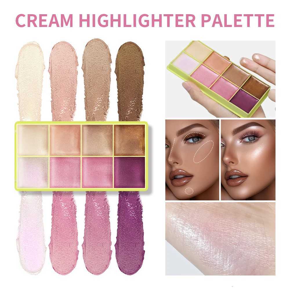 8 Colors Cream Highlighter Palette for Highlight Face Brighten Highlighter Blush Shimmer Waterproof Makeup Tool CosmeticsT251122