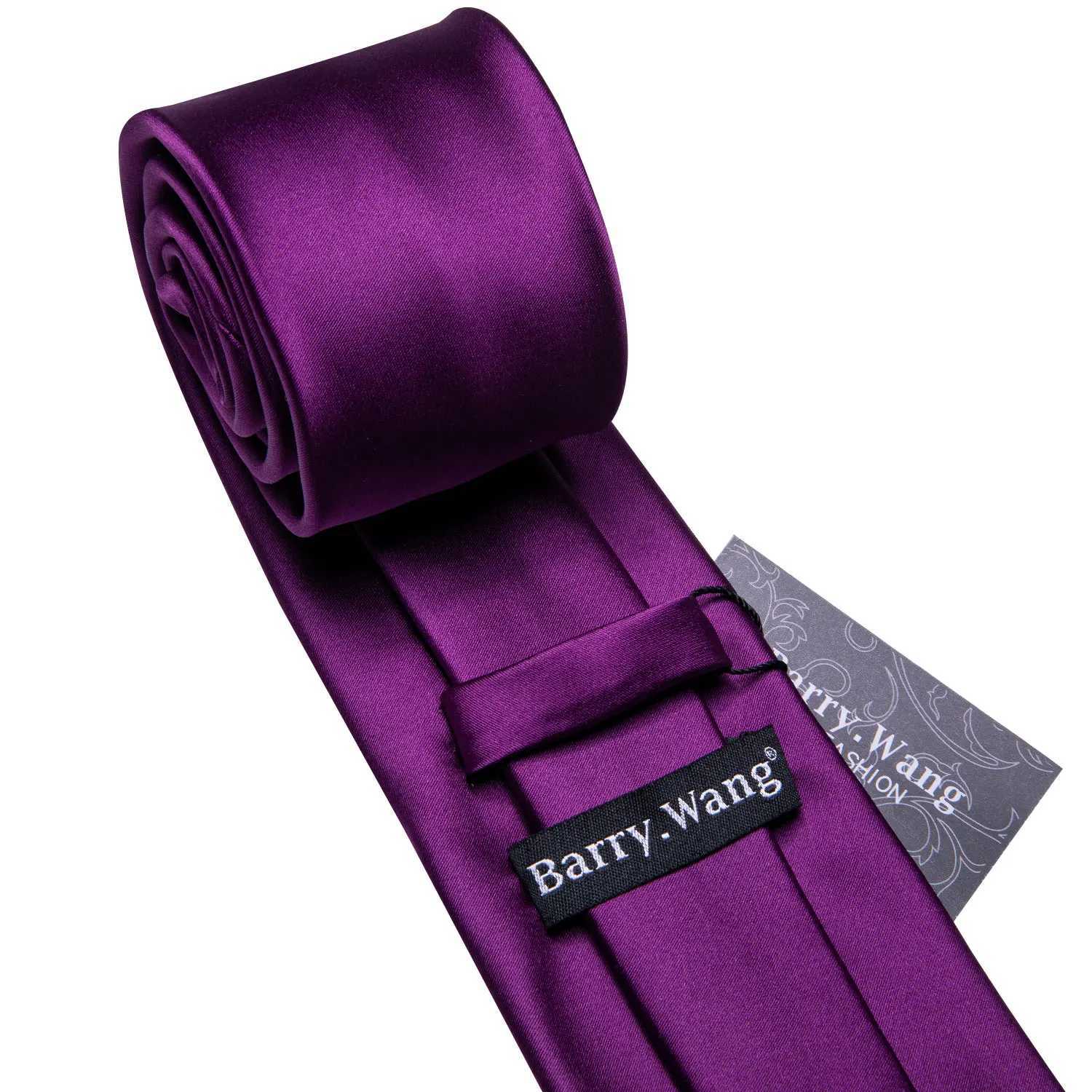 BarryWang Purple Lilac Lavender Silk Mens Tie Handkerchief Cufflink Set Jacquard Floral Necktie for Male Wedding Business Party G251122