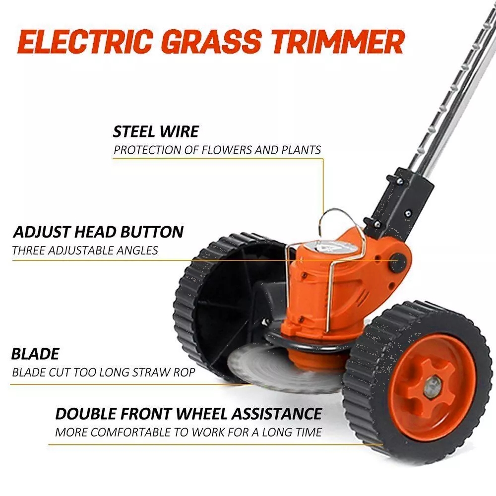 Electric Cordless Grass Trimmer, Battery Operated Weed Eaters, 21V Mower, Weed Lawn Edger Eater, Electric Grass Cuting Machine with Wheels