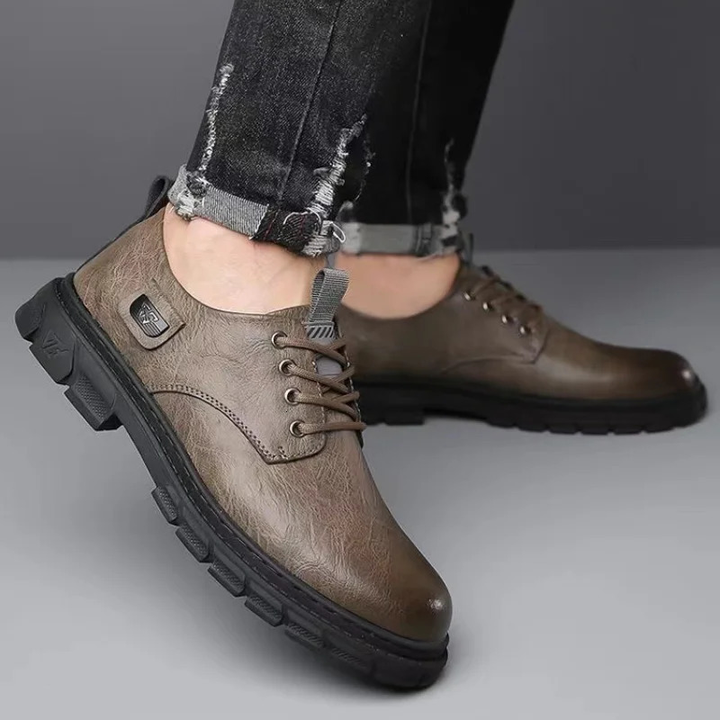 Mens Soft Soled Leather Shoes Outdoor Non Slip Walking Casual Lightweight Business Comfortable Work Clothes Fashionable Mens 250421