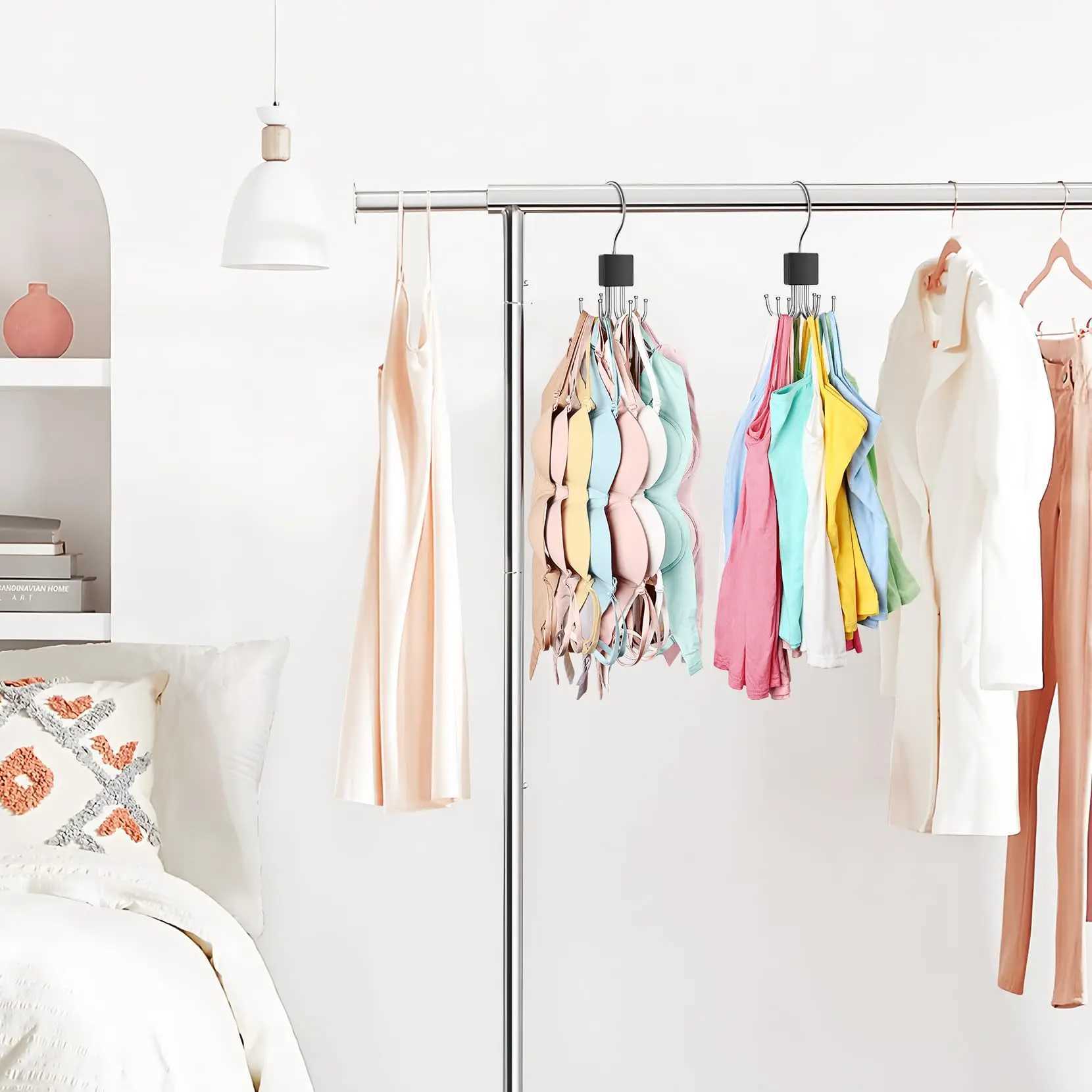 Rotating Wooden Metal Belt Hanger Multi-Functional Closet Organizer for Belts Bras Ties and Scarves with Stainless Steel C251117