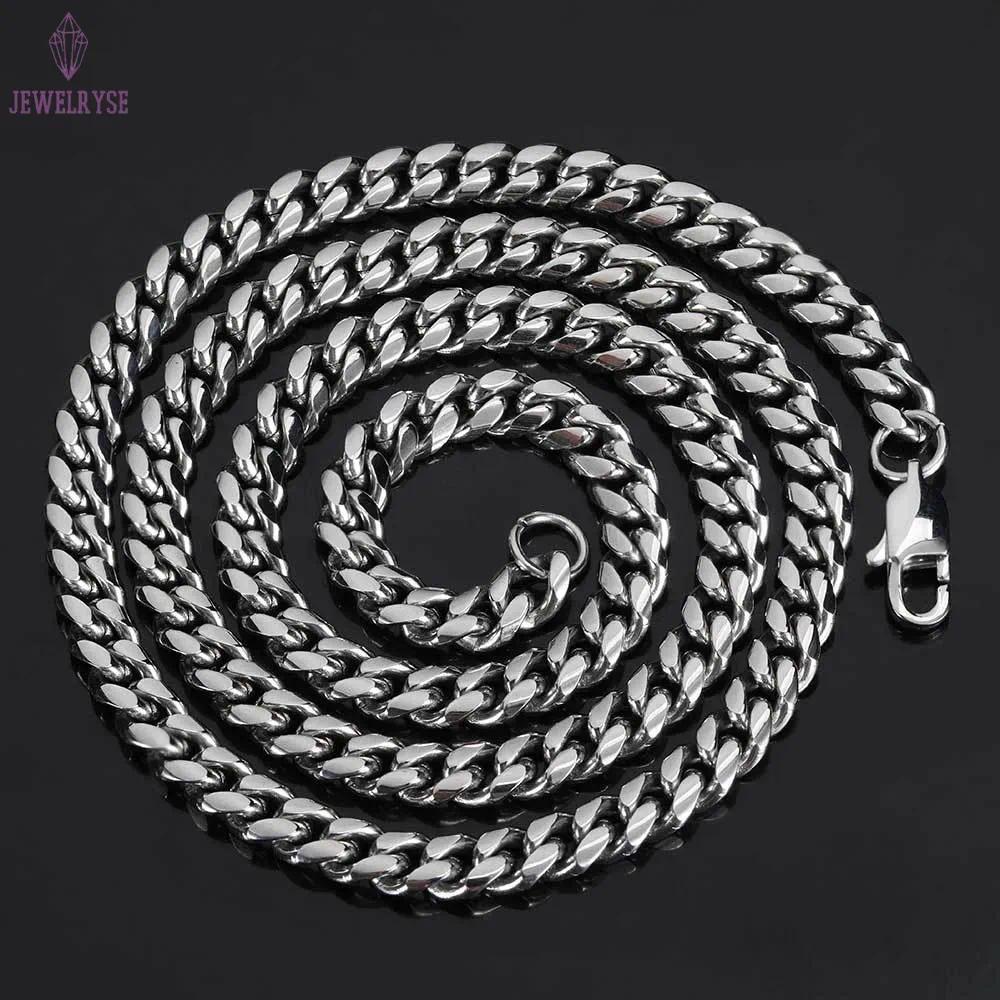 18K Gold Miami Cuban Link Chain Necklace For Men Punk Gold Chains Stainless Steel Choker Necklace Hip Hop Jewelry Gift 5Mm 16-30