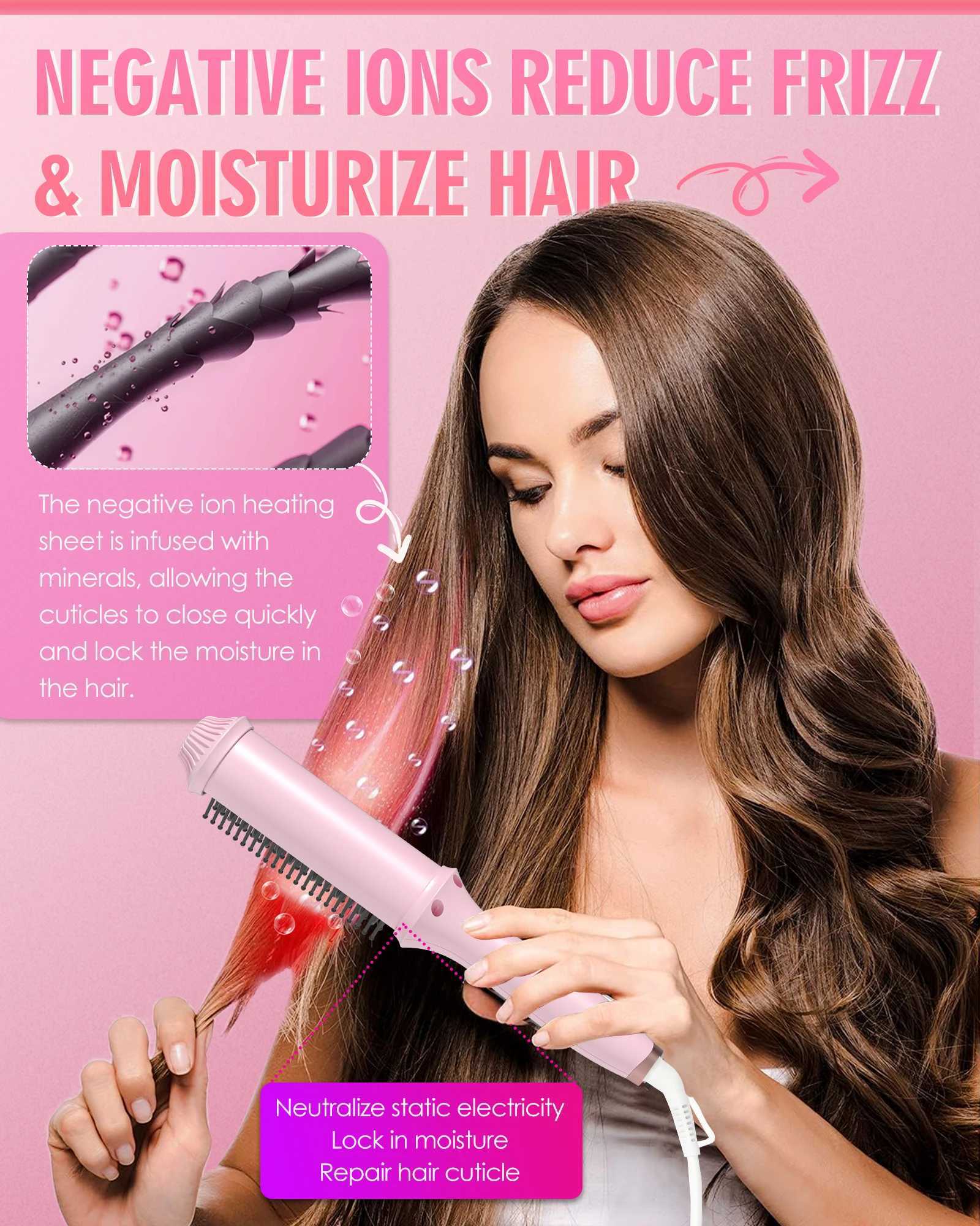 Ionic Hair Straightener Brush 4 Temps 30s HeatingAuto-Off Anti-Scald Ceramic Straightening Comb Fast Heating for Home SalonT251122