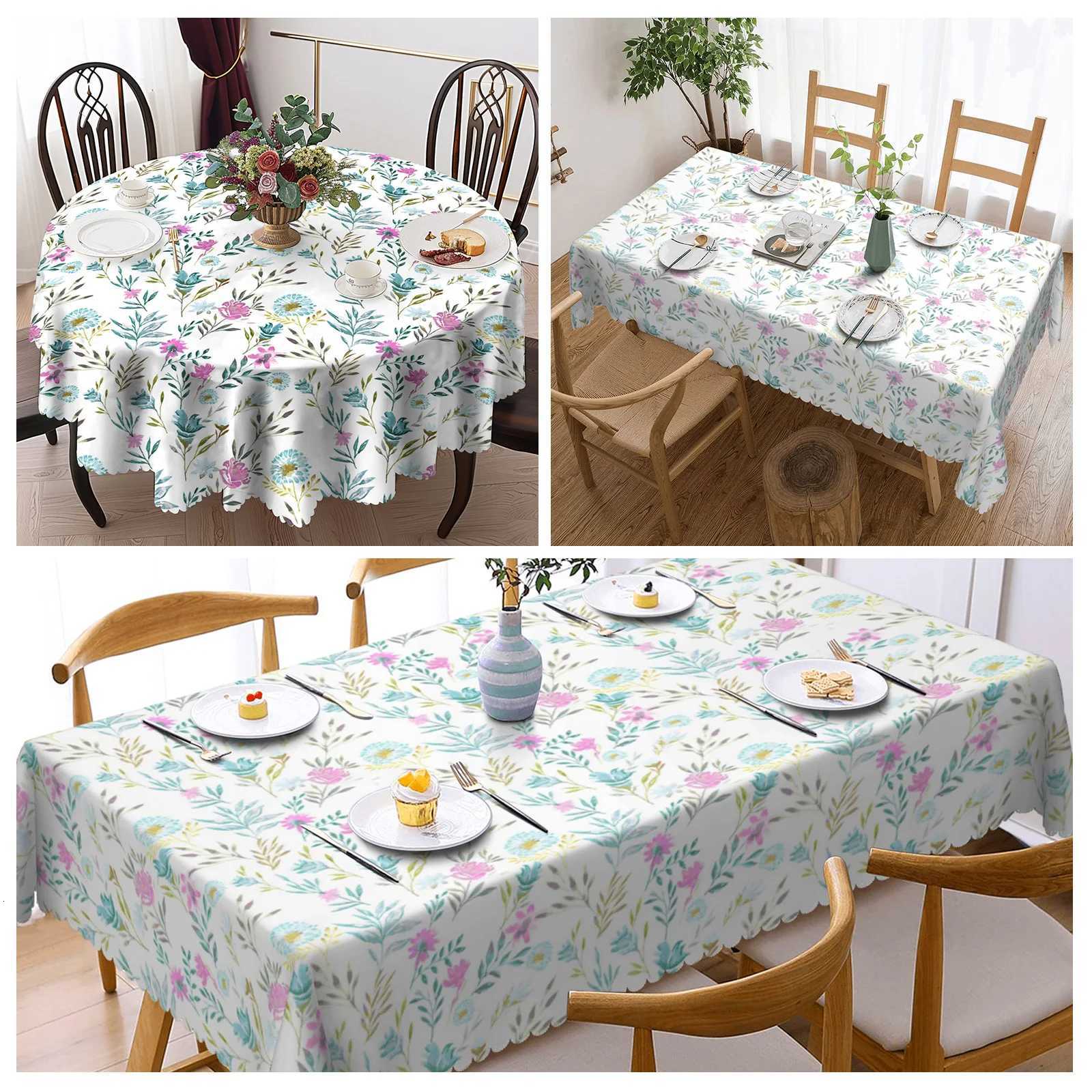 1 Piece Floral Print Tablecloth 4 SelfAdhesiveS tickersE mbossedE dgesS uitablef orH omeK itchenL ivingR oomD iningT ableB alconyC offeeT ableH oliday