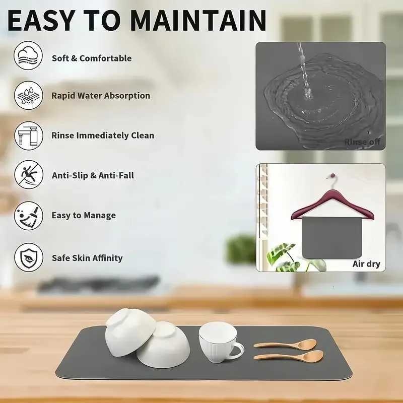 Kitchen Drain Mat for Home Dining Table Absorbent Mat Tableware Quick-drying Dining Table Coffee Mat Bowl Plate Drying Mat C251122