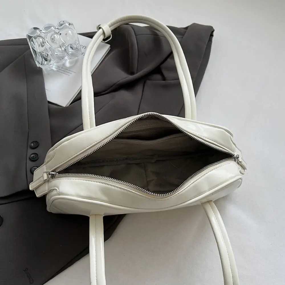 Fashion French Style Pu Bowling Bag Large Capacity Elegant Boston Shoulder Bag Casual PU Leather Women Handbags Armpit BagT251122