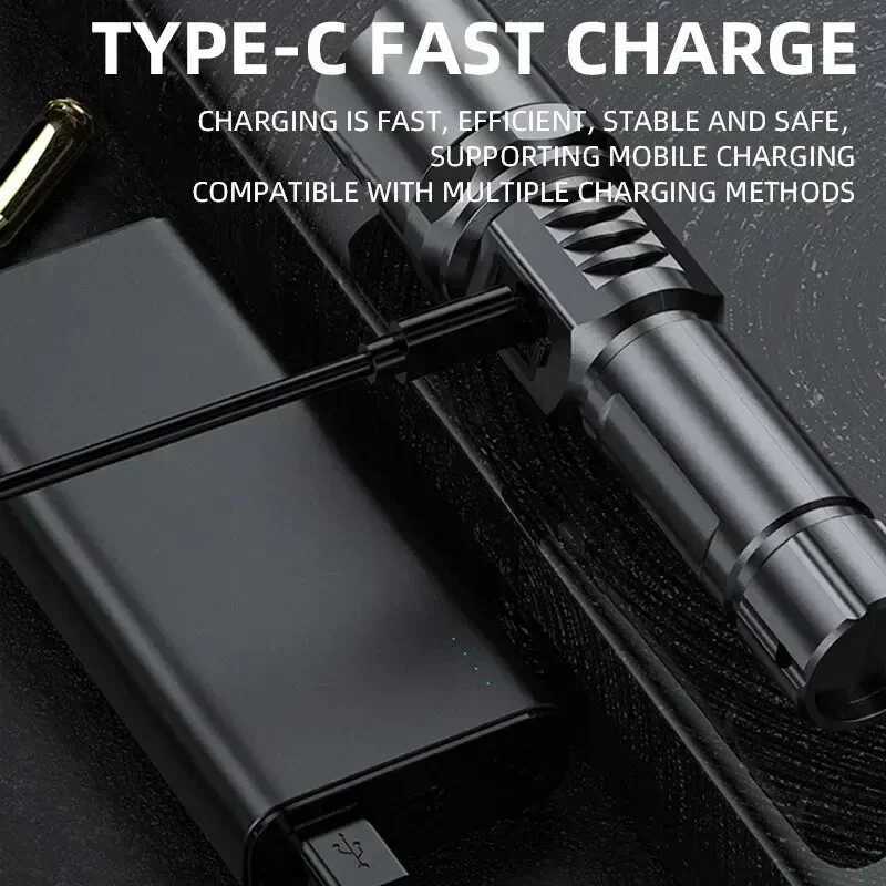 Powerful Handheld LED Flashlight USB Rechargeable Torch Tactical Telescopic Zoom Torch Light Outdoor Camping Flash Light Lantern C251122