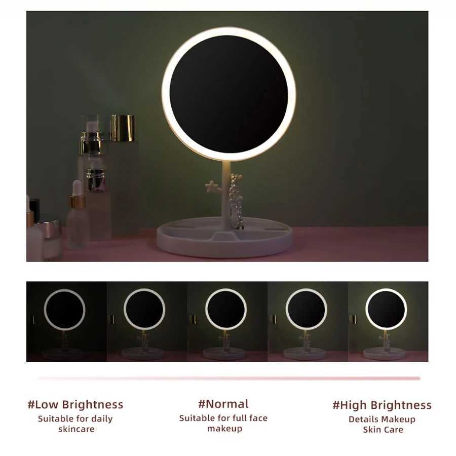 Led Makeup Mirror With Stand Design Charging Bench Makeup Mirror Ins Girls Makeup Mirror Small Portable Mirror M251122
