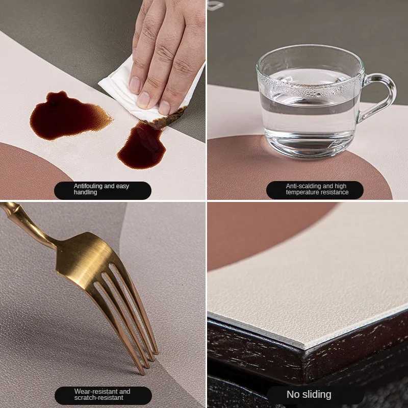 French Pastoral Leather Tablecloth Simple Print Exquisite Tea Table Cloth Home Decor Waterproof Non-slip Leather Table Mats C251122