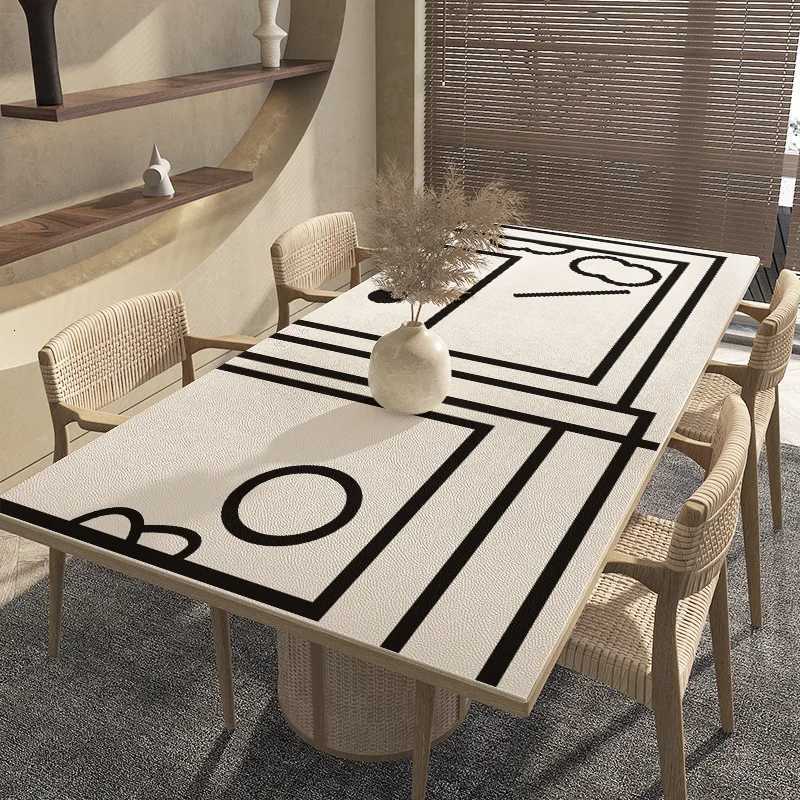 2022 New Wabi Sabi Pu Leather Table Cloth Waterproof Oilproof Table Covers Placemats Luxury Rectangular Table Cover Pad Textile C251122