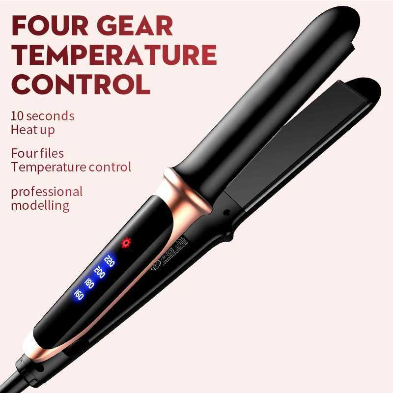 Household portable 2-in-1 LCD display ceramic plate hair straightener iron and electric hair brush styling toolT251122