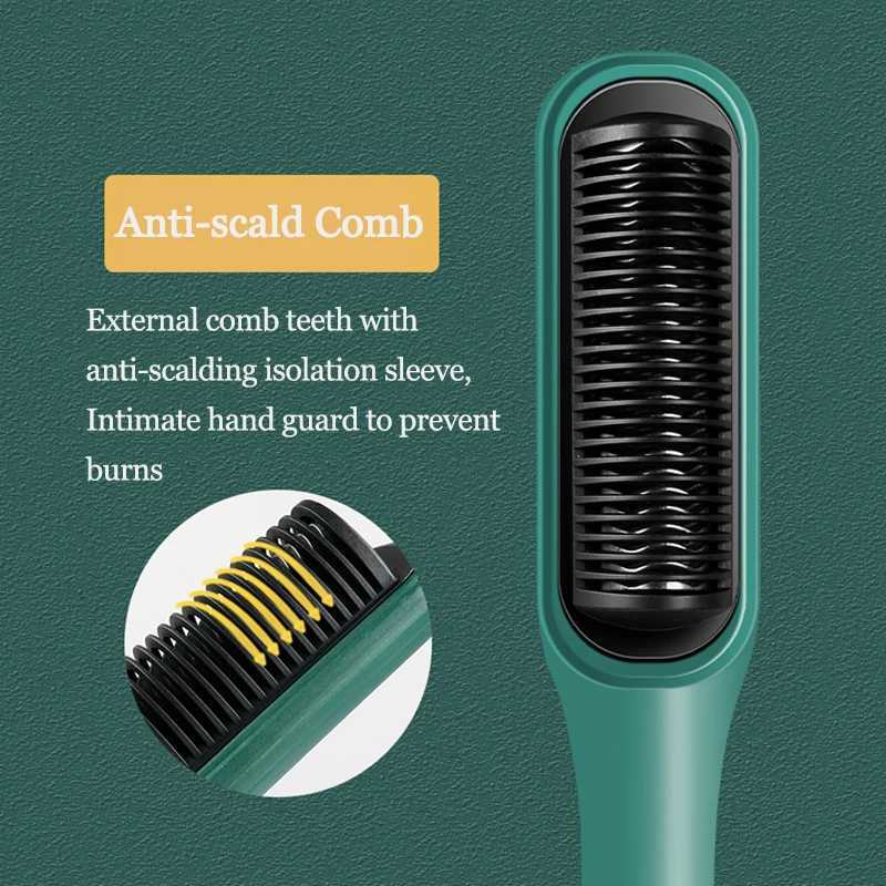 Hair Straightener Brush Fast Heating Hot Air Comb Portable Heated Brush StraightenerT251122
