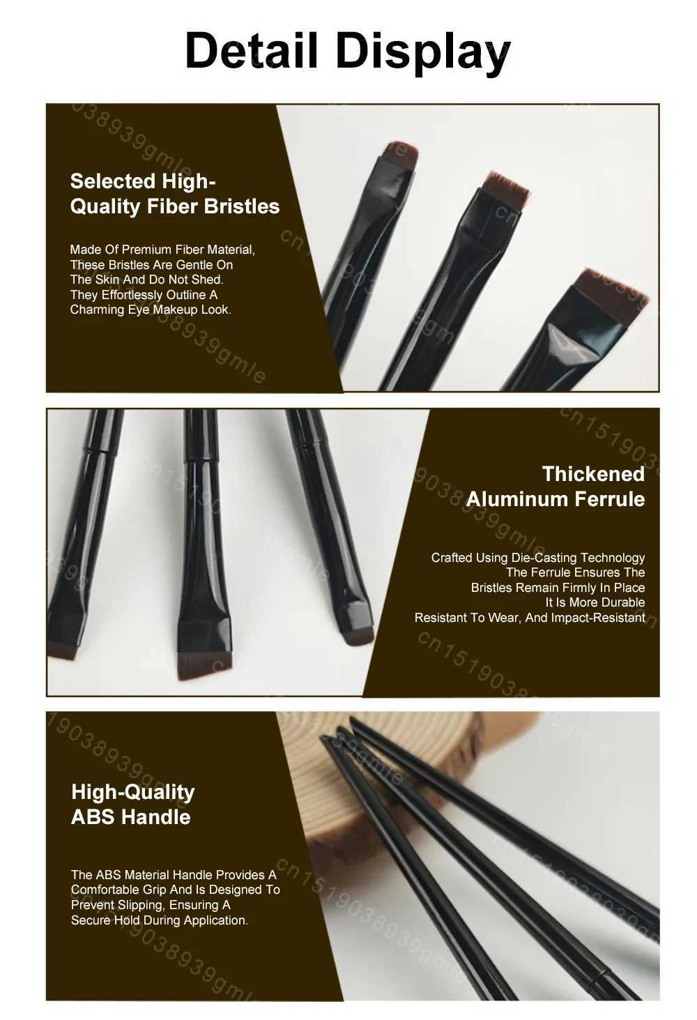 3Pcs/set Portable Eyeliner Brush Eyebrow Brush Flat Fine Eye Liner Brow Contour Makeup Brushe Precision Makeup Application C251122