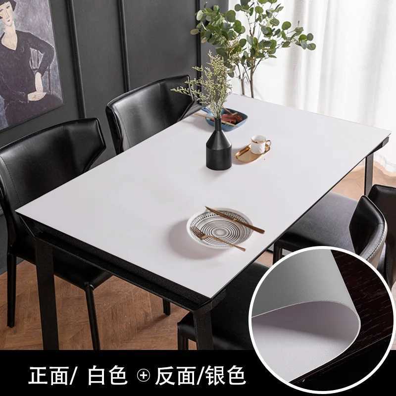 Double-sided solid color pu leather tablecloth rectangle table mat waterproof table cloth custom wooden table protector cover C251122
