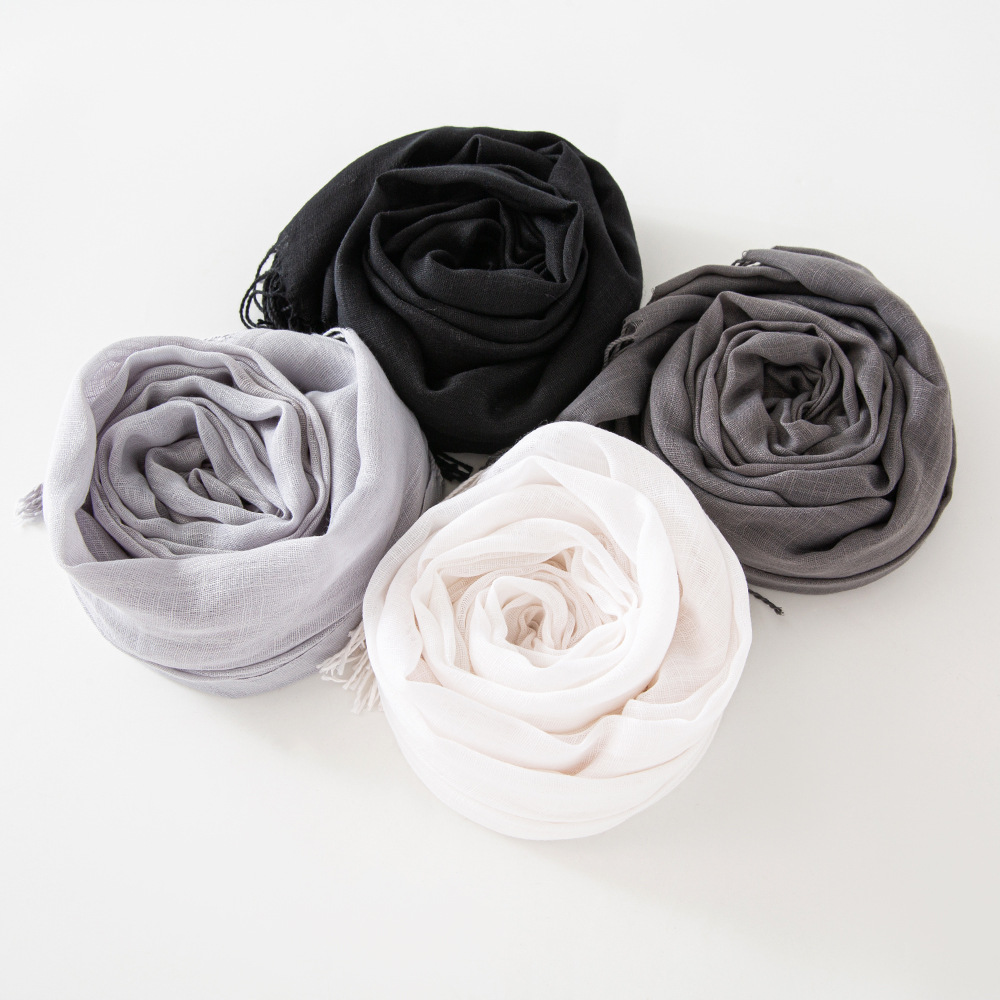 K479 Hot sale foreign trade autumn and winter European and American pure color bamboo cotton long scarf versatile warm neck shawl scarf