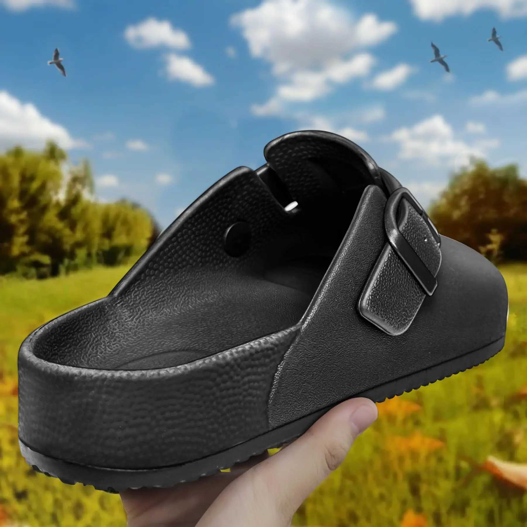 KIDMI Mens Clogs Sliding Block Mens and Womens Non slip Work Shoes Outdoor Waterproof Non slip Kitchen Shoes Cleaning Chef Shoes M250422