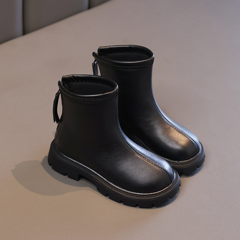 New designer shoes Girls Martin Boots Autumn Winter New Little Girls Princess Leather Boots British Children s Fleece Lined Short Boots Baby Versatile