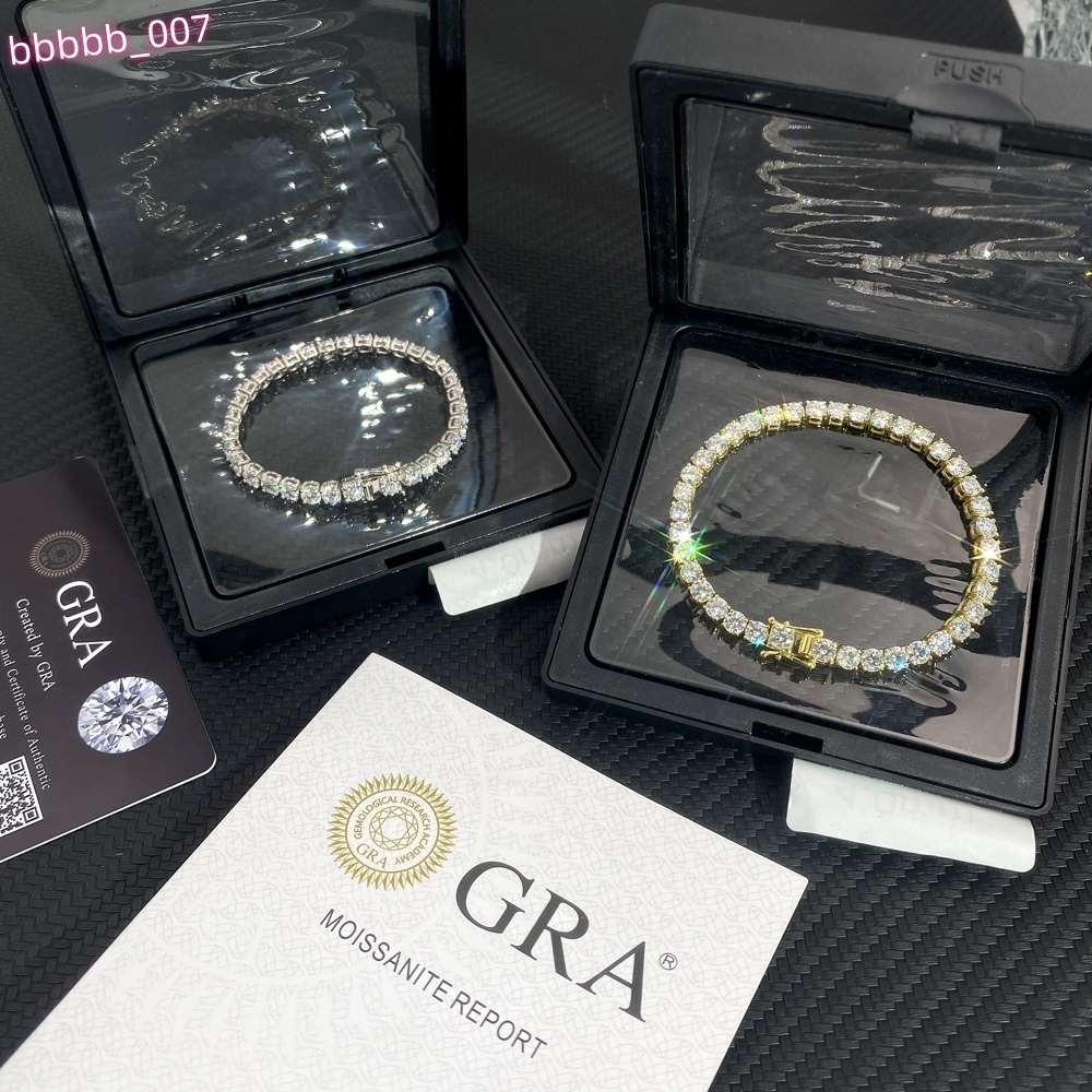 Better Tennis Chain Moissanite Jewelry K White Gold Plated Round Shape 3mm D VVS1 Lab Grown Diamond Tennis Bracelet