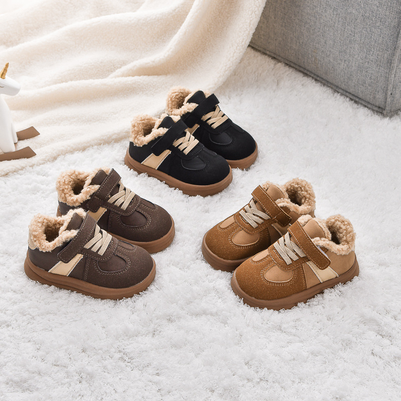 Designer Kids Fleece Lined Snow Boots, Winter Waterproof Thermal Shoes for Boys & Girls, Warm Shearling Sport Sneakers