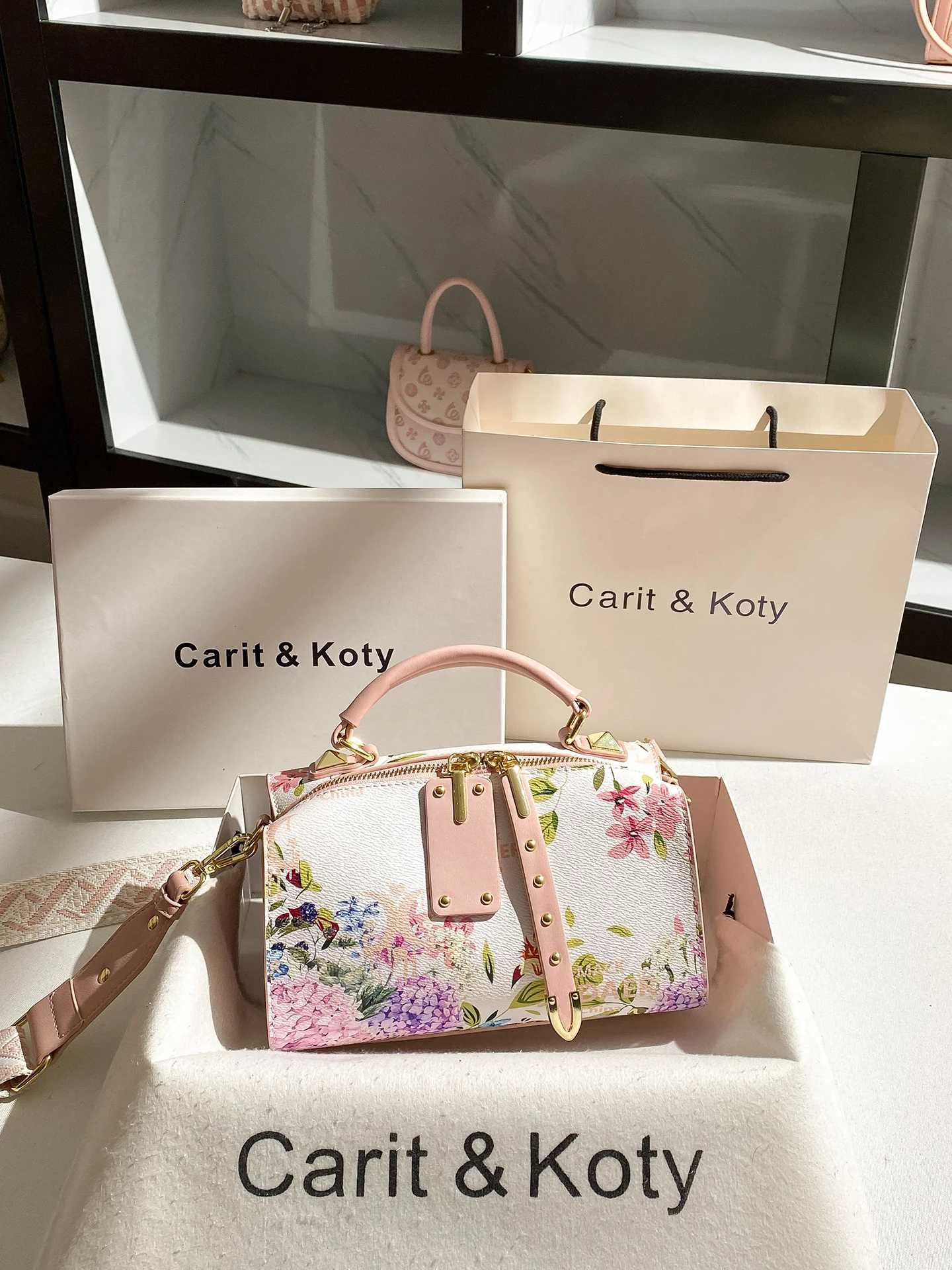 Sweet and Colorful Handheld Boston Bag with Beautiful Flower Printing 2025 Women New Fashion and Elegant Crossbody Pillow BagsT251122