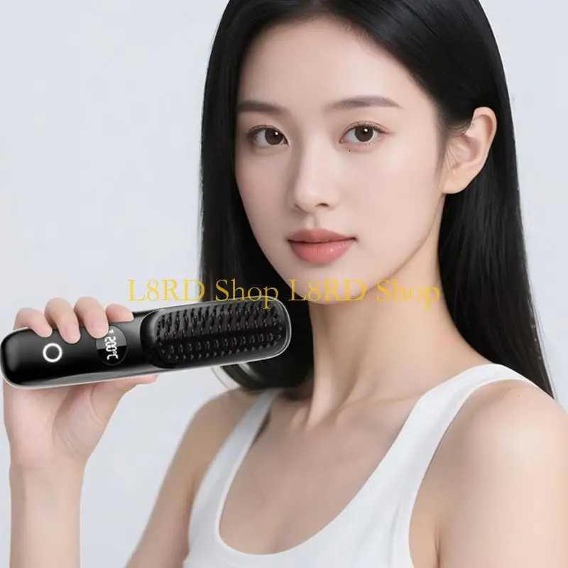 L8RD Ceramic Straightening Comb Cordless Design Lightweight Styling Tool Adjustable Heat Setting Quick 30s Warms Up TimeT251122