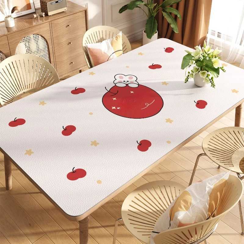 Insulated dining table mat oil resistant waterproof no wash tablecloth light luxury leather tabletop coffee table mat C251122