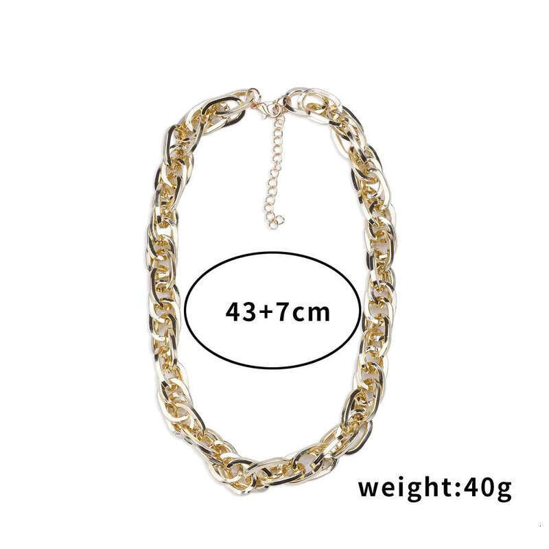 New Exaggerated Simple Multi-layer Chain Buckle Necklace Gold-plated Punk Style for Women