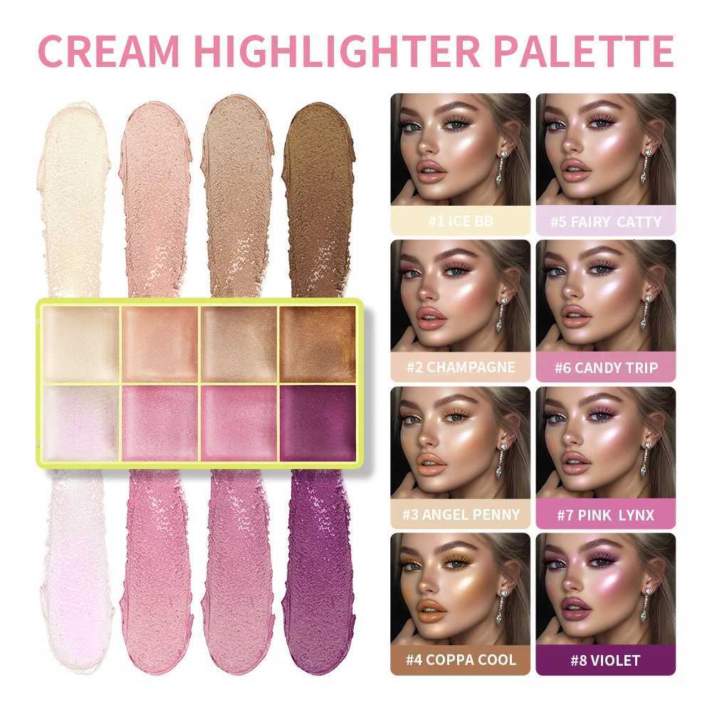 8 Colors Cream Highlighter Palette for Highlight Face Brighten Highlighter Blush Shimmer Waterproof Makeup Tool CosmeticsT251122