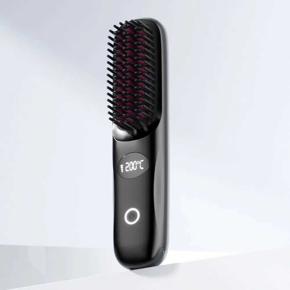 3 Temperature Settings Electric Hair Straightener Brush Dual-Function Operation Portable Negative Ion Styling ToolT251122