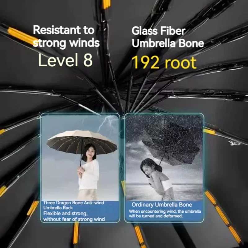 Reinforced Super Strong Windproof Automatic Fold Men Umbrella Large Waterproof Anti-storm Sunshade UV Umbrellas For M251122