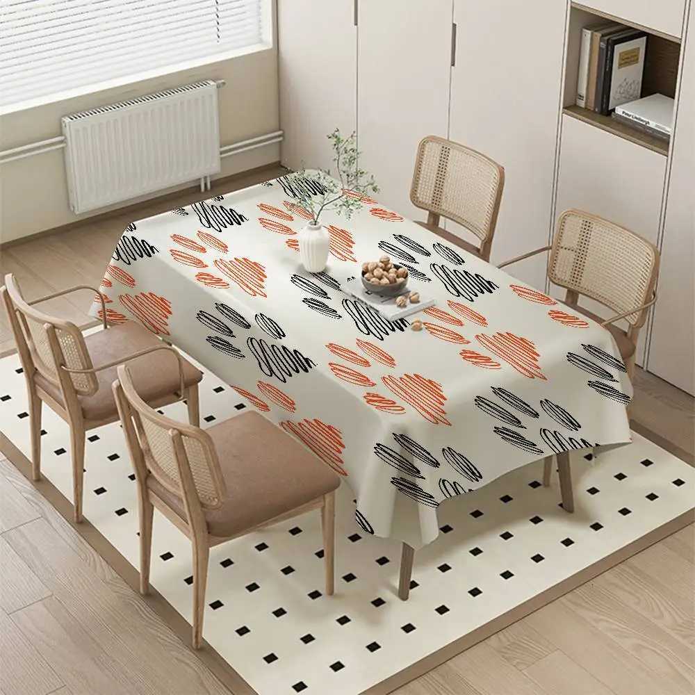 Animal Paw Print Cat/Dog Tablecloth - Stain-Resistant Washable Polyester For Dinners Parties Weddings C251122