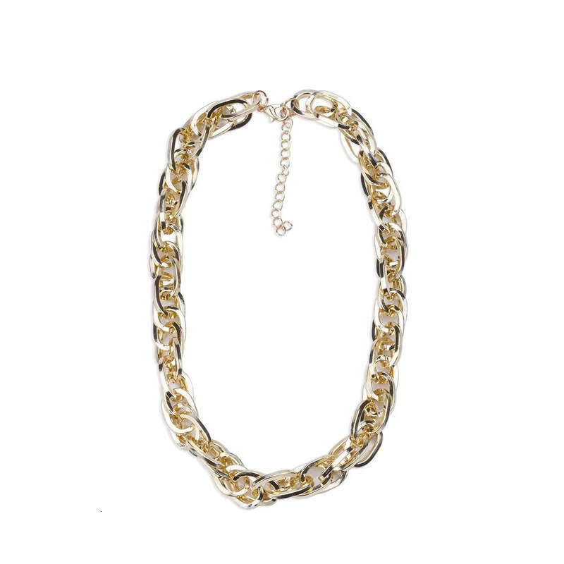 New Exaggerated Simple Multi-layer Chain Buckle Necklace Gold-plated Punk Style for Women