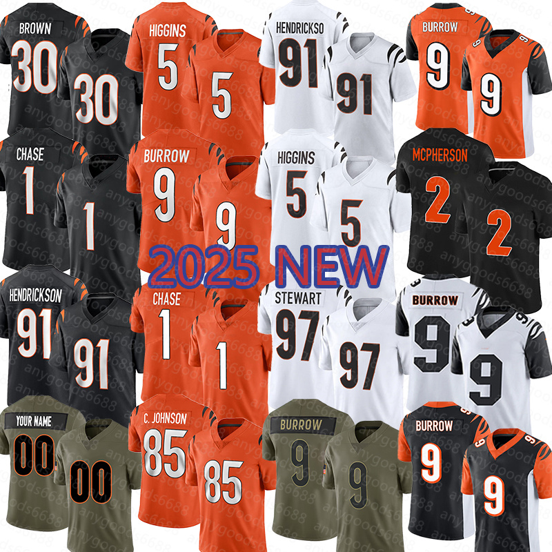 5 Tee Higgins Football Jerseys 30 Chase 9 Joe Burrow 1 Ja'Marr Chase 88 Mike Gesicki 91 Trey Hendrickson 97 Shemar Stewart 85 Chad John 29 Cam Taylor-Britt 2 Evan McPherson
