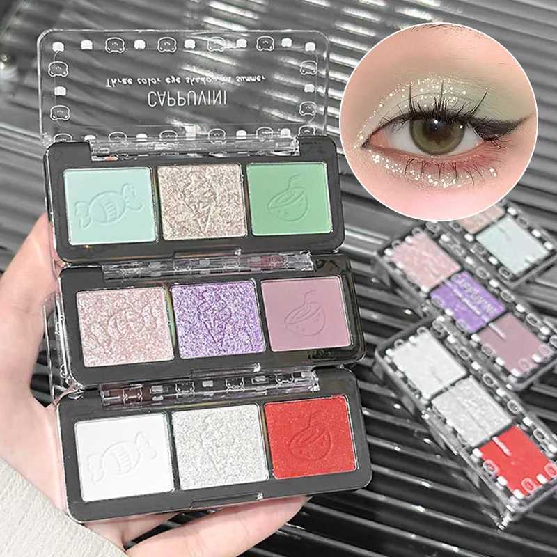 CAPPUVINI summer three color eye shadow pearl fine flash matte easy to make up lasting no powderApply makeup naturallyT251122