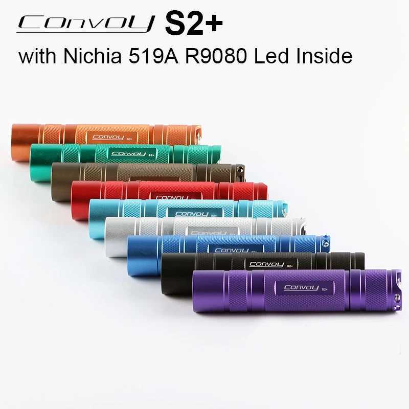 Flashlight Convoy S2 Plus 519A R9080 Linterna Led Torch Flash Light 18650 Fishing Camping Lamp 5A 12 Groups Orange Peel Latarka C251122