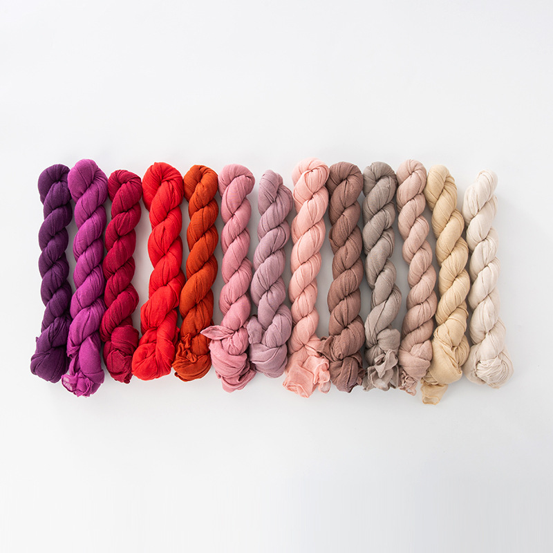 K476 Solid color autumn and winter new foreign trade twist scarf wholesale natural wrinkle pure linen scarf cotton and linen scarf female shawl