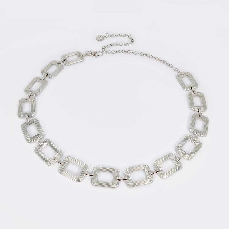 Street 1pc Versatile Hollow Out Square Shaped Metal Waist Chain For Women Fashionable Summer for Skirt Or Jeans J251122