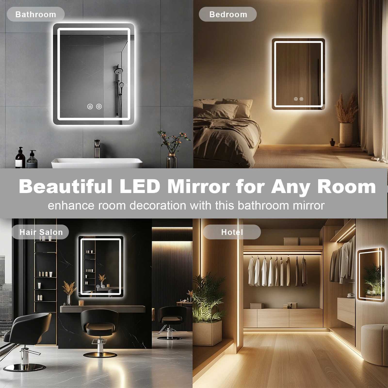 20x28 inch LED Bathroom Mirror Vanity Mirrors with Backlit Lights Fogless Makeup Mirror Wall Mounted with Demister M251122