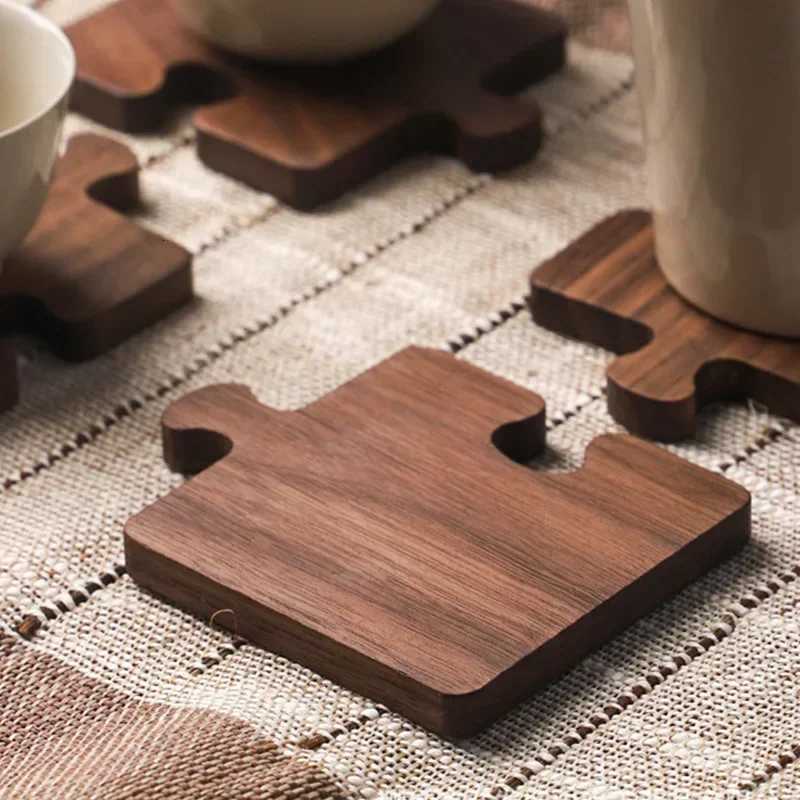 Walnut Coaster Log Coaster Restaurant Decor Solid Wood Heat-resistant Table Top Protection Insulated Wood Jigsaw Coffee Coaster C251122