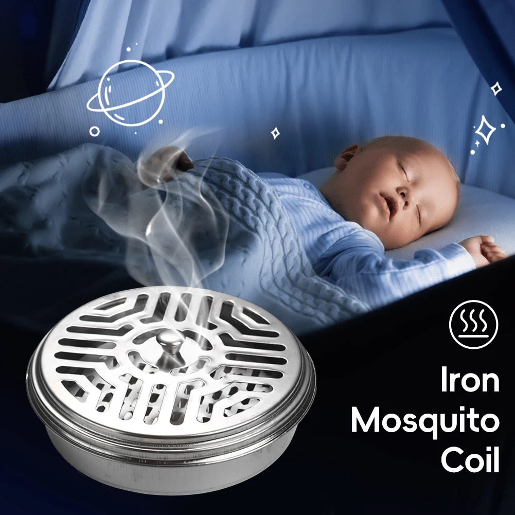 Portable Stainless Steel Mosquito Coil Holder With Cover Fireproof Rustproof Reusable Mosquito Repellent Box Mosquito Coil Tray 250422
