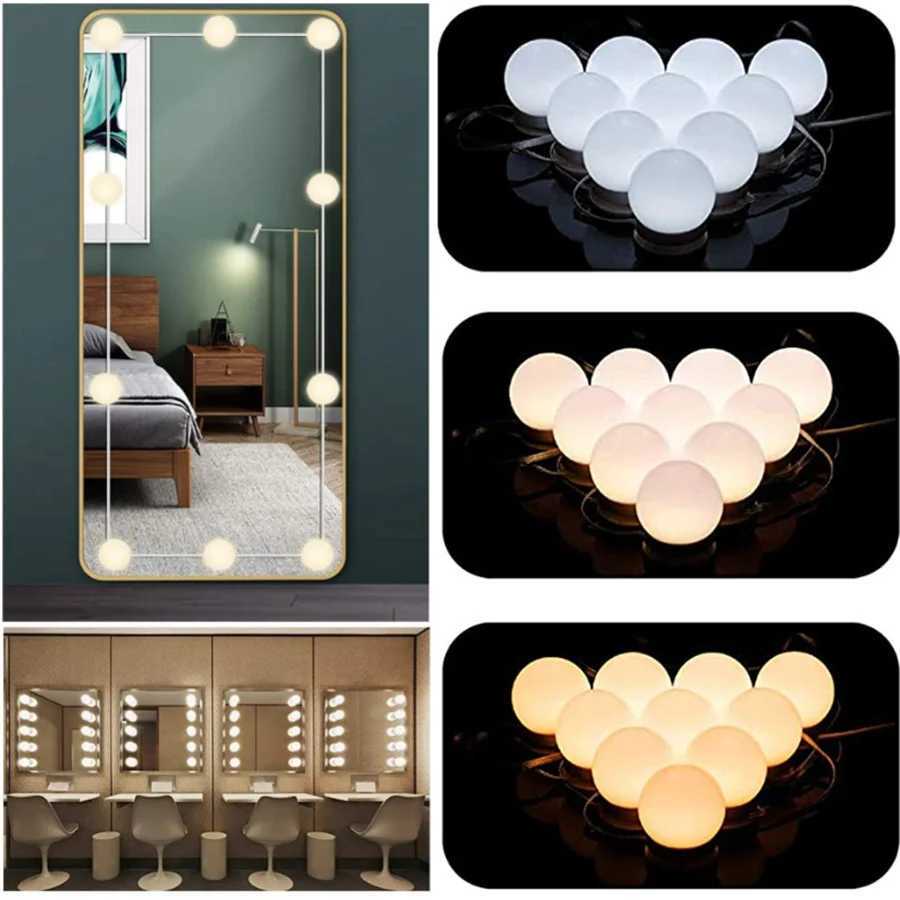 LED Professional Makeup Mirror Light for Bathroom Dressing Table Lamps USB Dimmable Mirror Front Lamps 3 Colors Vanity Lights M251122