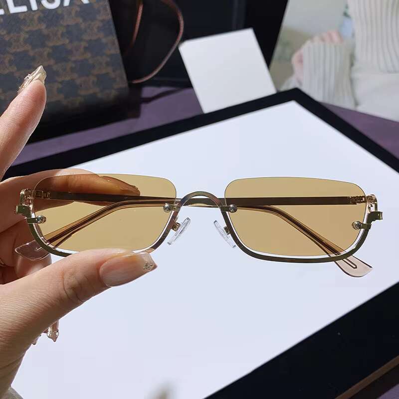 Square Female Trend Half Frame Y2K Metal Sunglasses Women Men 2025 Fashion Sun Unique Glasses