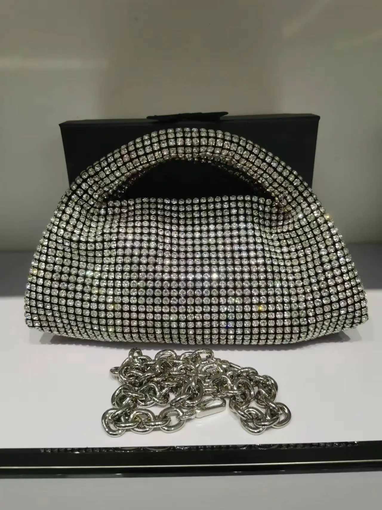 Women Rhinestones Evening tote Bag shining Crystal Party Wedding bucket Bag silver pink color wholsale K251121