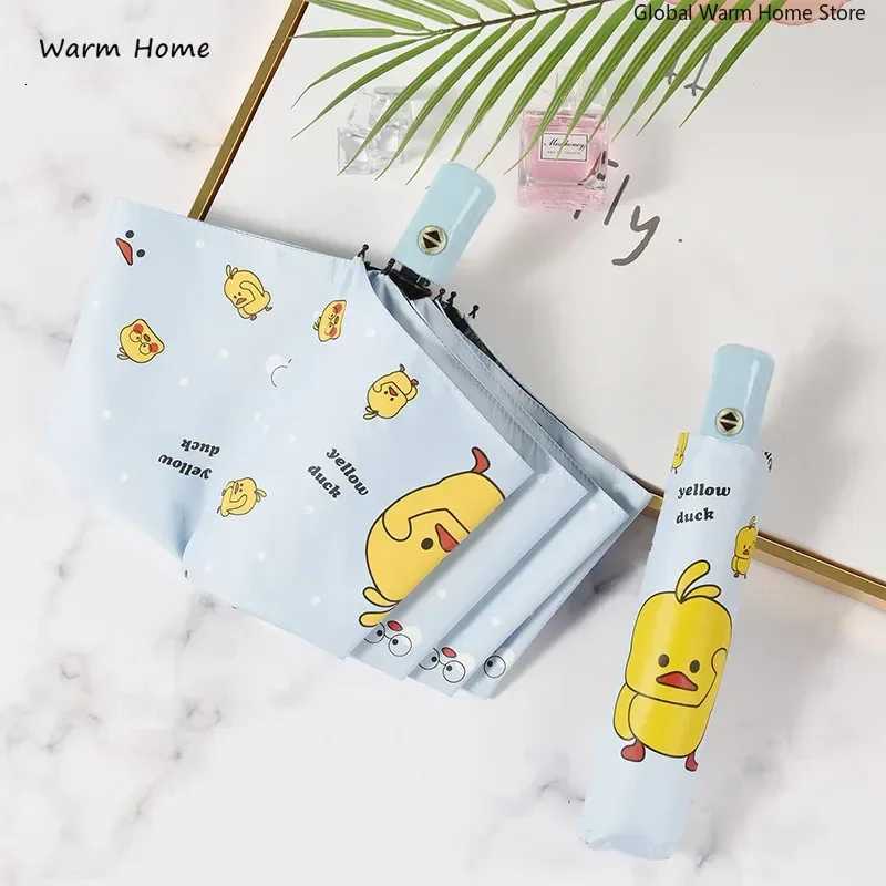2025 Automatic Umbrella Cute Yellow Duck Sunscreen Cartoon Weatherproof Folding Umbrella Rain Women Man Umbrella Academy ParasolM251122