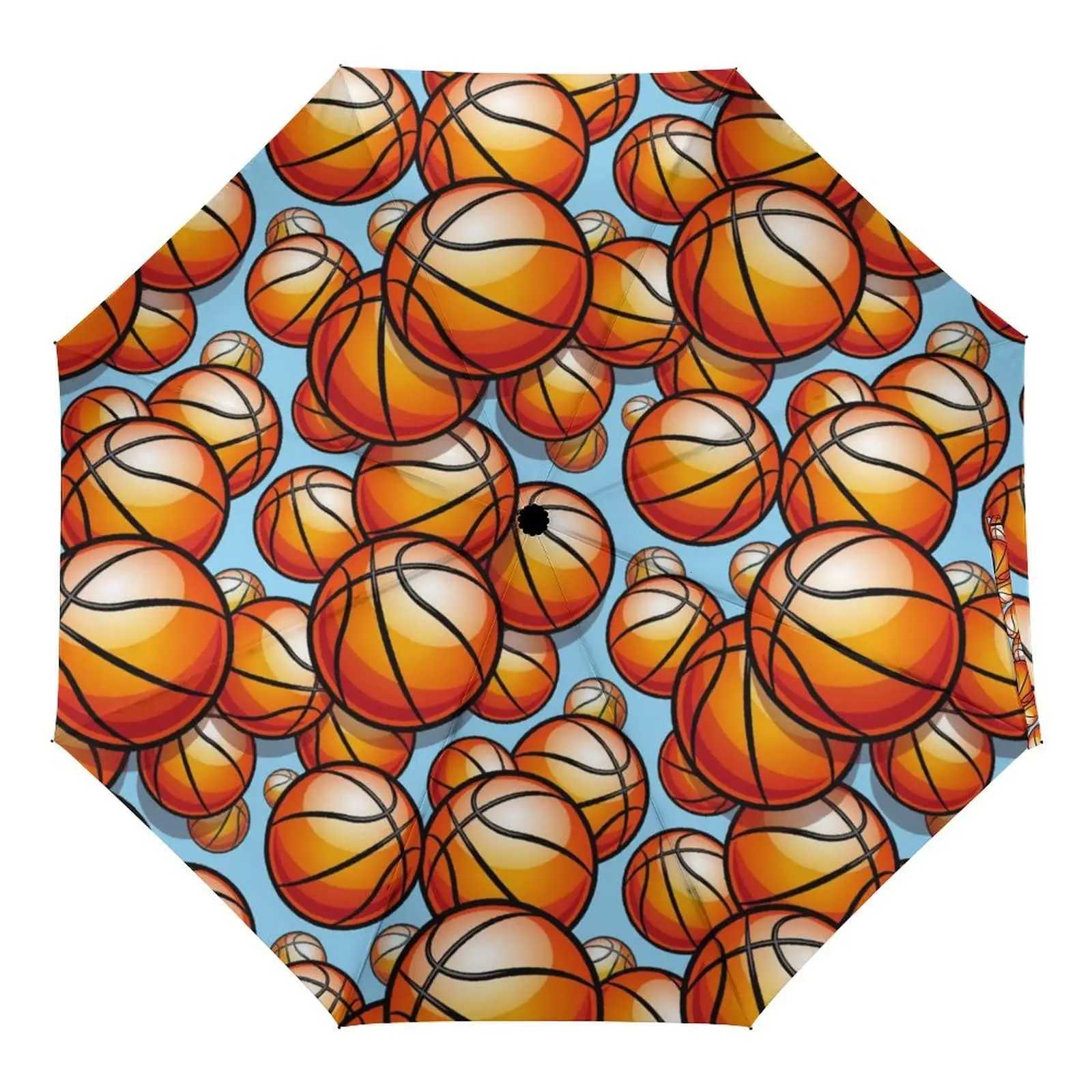 Basketball Sport Windproof Travel Umbrellas Ball Game Folding Rain Sun Umbrella Compact Lightweight for Teens Adults Men BoysM251122