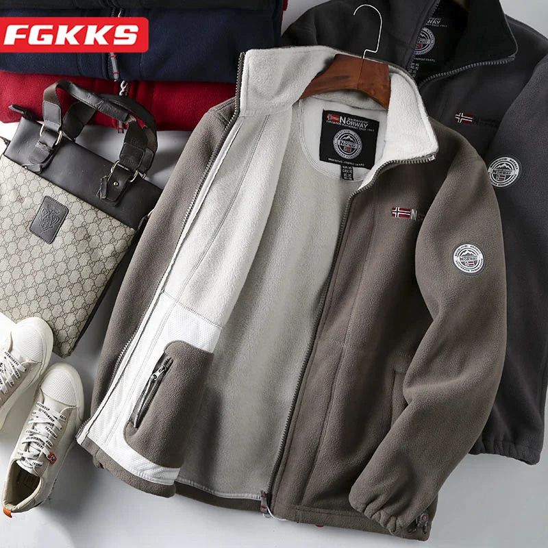 FGKKS 2023 Casual Jacket For Men Thickened Wool High Quality n Warm Fashion Male 251110