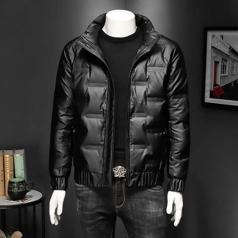 Thickened Down Cotton Coat Men Trendy Fashionable Standup Collar Shiny Warm Short Jacket Jackets for 251110